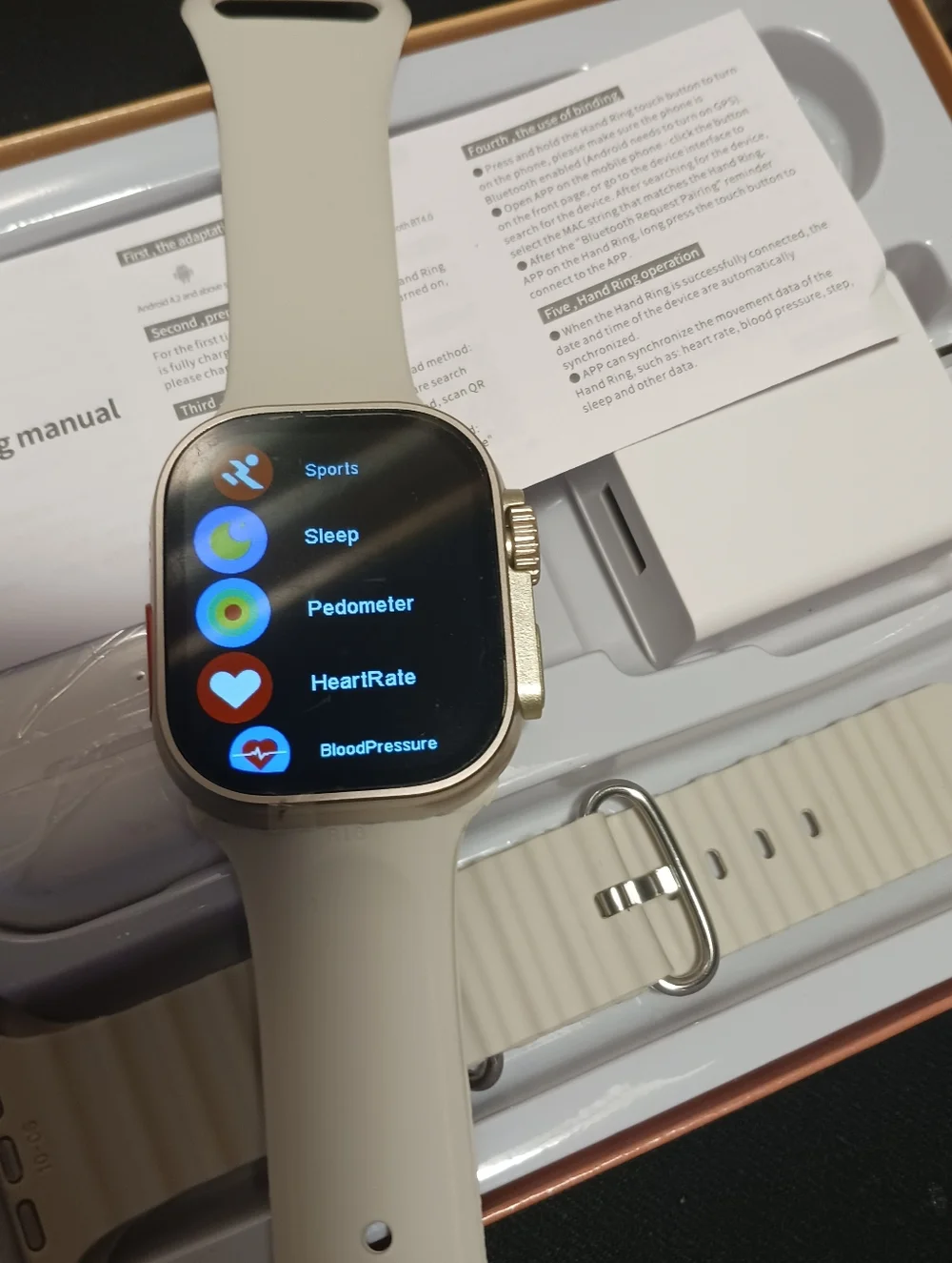 Smartwatch with Light Grey Band and Gold Case - X9 Series